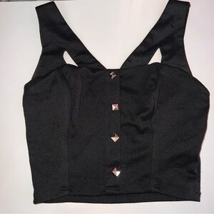 Black Sleeveless Crop Top with Stud Accents For Sale!!
